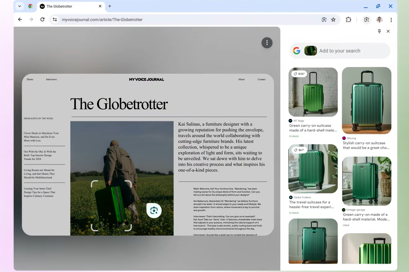 Google Lens chega ao Chrome para PC junto de novas ferramentas de IA