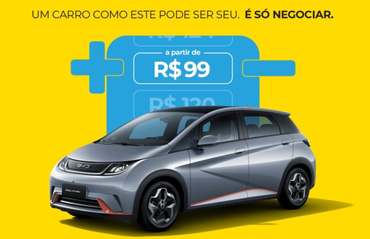 App 99 leiloa carro elétrico BYD Dolphin com lance inicial de R$ 99