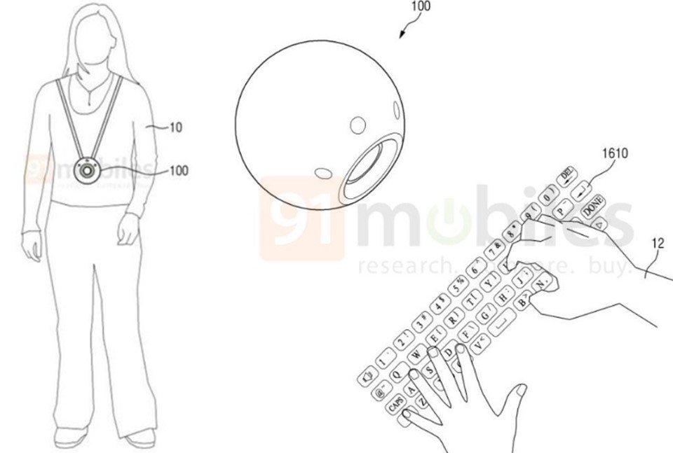 Patente de projetor vestível da Samsung imita teclado e celular