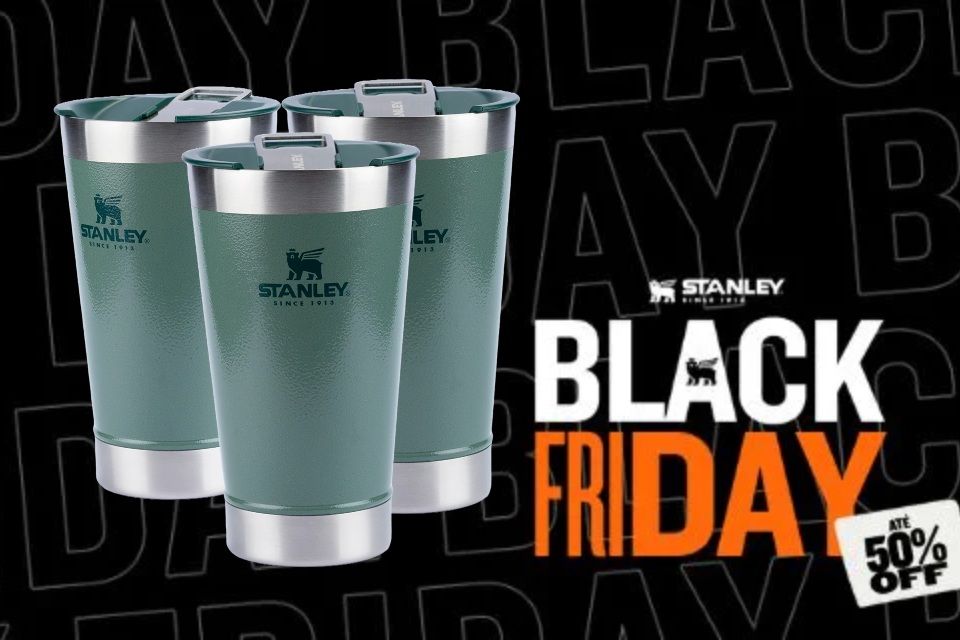 3 copos Stanley com tampa por R$220; veja oferta antecipada de Black Friday