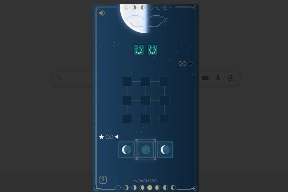 Google celebra última meia-lua de novembro com doodle e jogo de cartas; confira