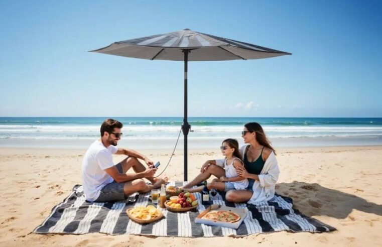 Anker lança guarda-sol com painel solar para energizar celular e até cooler