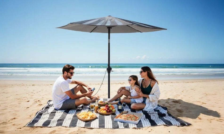 Anker lança guarda-sol com painel solar para energizar celular e até cooler