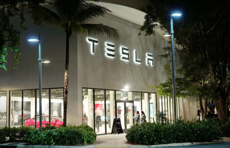 Manifestantes realizam protestos contra Elon Musk e o DOGE em frente às lojas da Tesla nos EUA