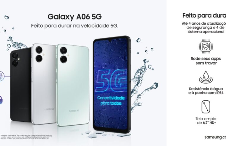 Samsung lança Galaxy A06 5G com quatro anos de atualizações do Android no Brasil