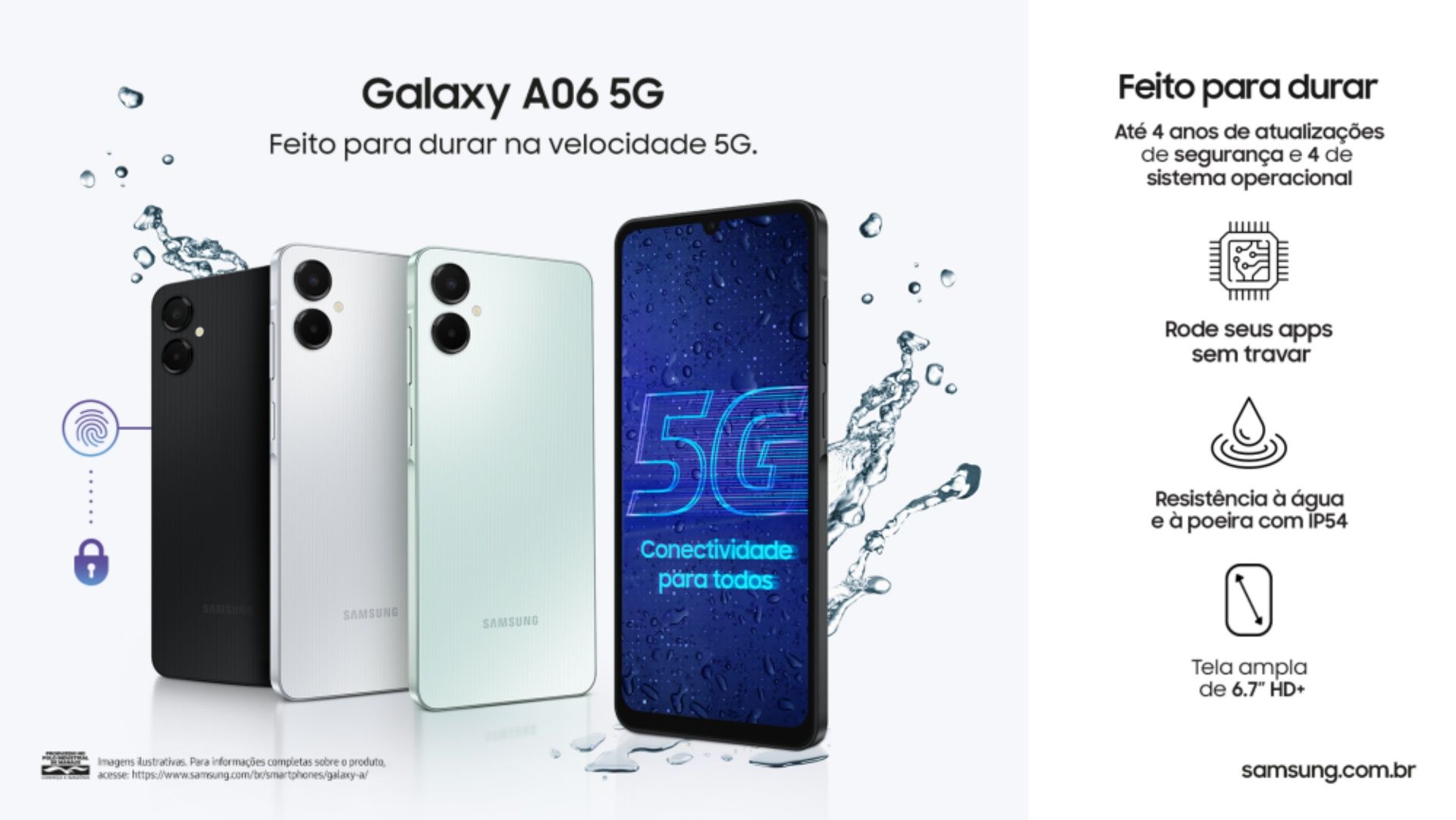 Samsung lança Galaxy A06 5G com quatro anos de atualizações do Android no Brasil
