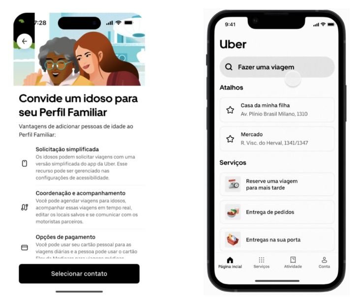 Uber cria nova conta para idosos que deixa o app mais simples e fácil de navegar