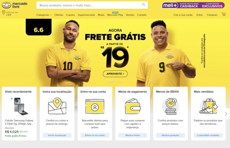 Mercado Livre diminui valor mínimo de compras com frete grátis para R$ 19