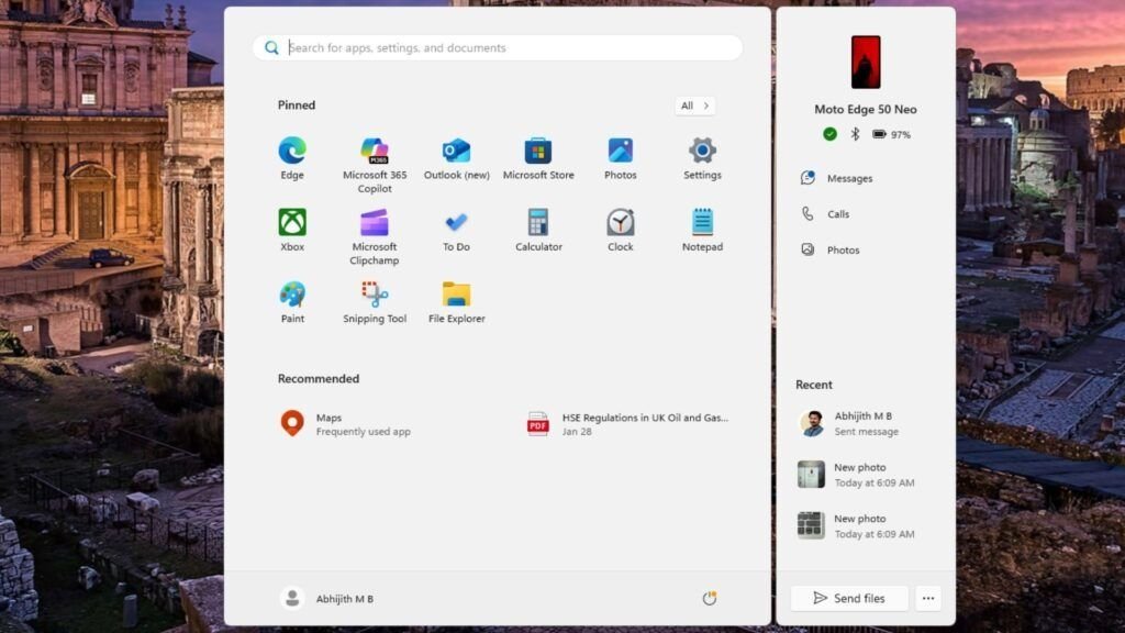 Windows 11 ganha recurso para espelhar a tela do celular no Menu Iniciar