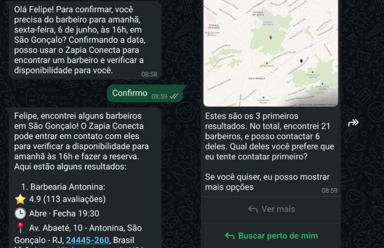 Zapia Conecta: agente de IA busca estabelecimentos no WhatsApp