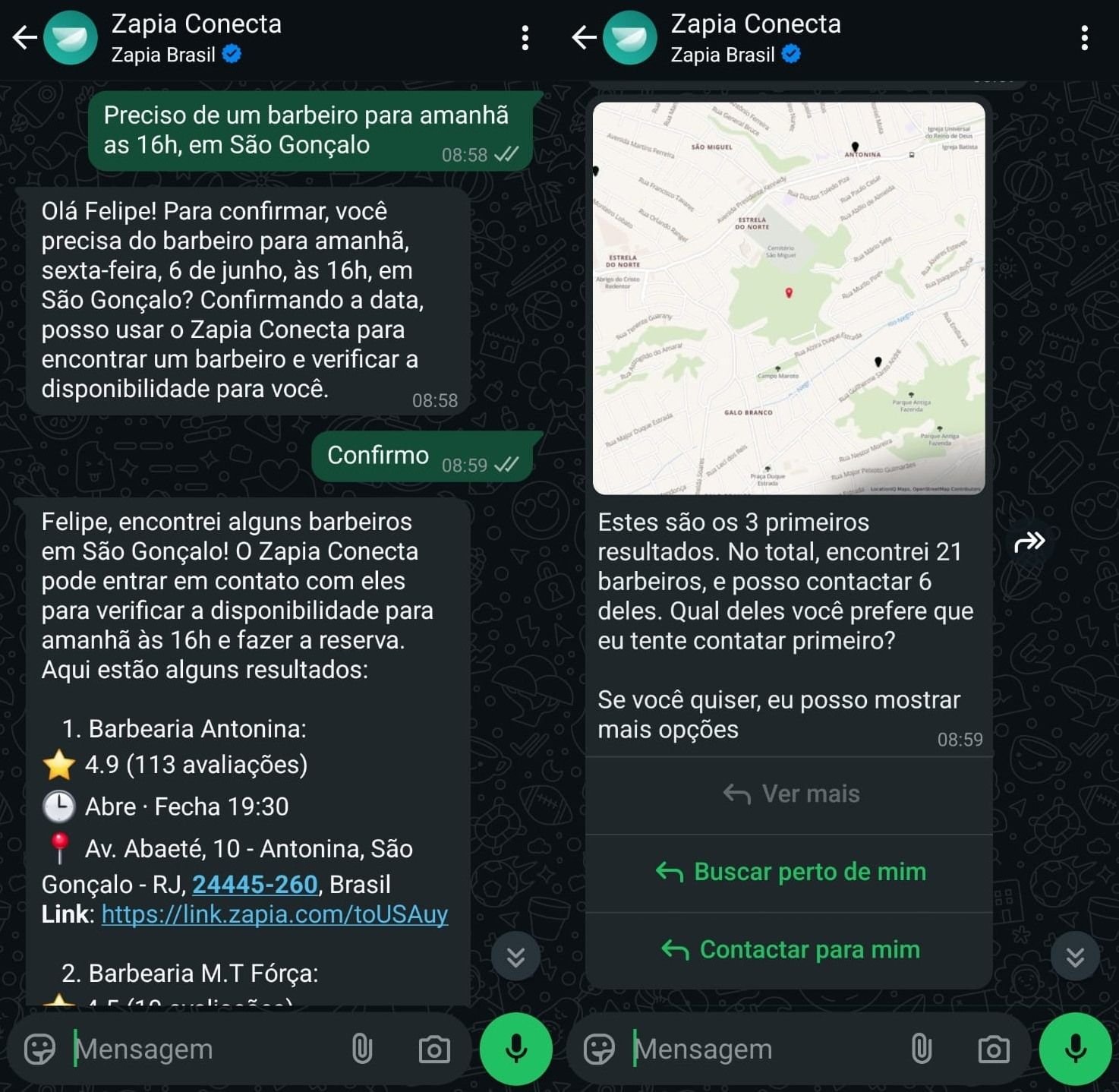 Zapia Conecta: agente de IA busca estabelecimentos no WhatsApp