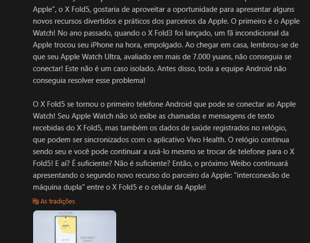 Celular dobrável de marca chinesa promete ser o primeiro a ter compatibilidade com Apple Watch